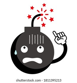 Explosive bomb character. Cartoon style vector illustration.