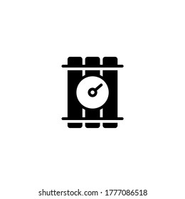 Explosive bomb icon in black flat glyph, filled style isolated on white background