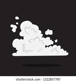 Explosive boom effect. Smoke from bomb explosion. Comic effect. Bright design element with flame and fire. Isolated vector illustration in cartoon style