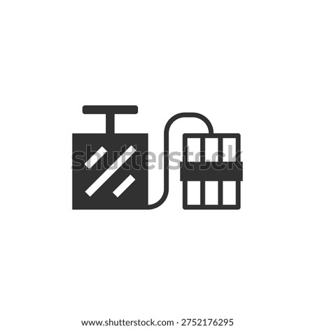 Explosive charge with detonator icon. Mining blasting and industrial demolition concept. Monochrome black and white symbol