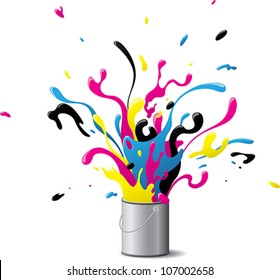 Explosive CMYK paint - Illustration of an "explosion of paint" using  the CMYK color model.