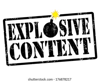 Explosive content grunge rubber stamp on white, vector illustration