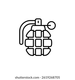 Design Minimalista de Dispositivo Explosivo: Iconografia de Granada de Mão em Estilo de Contorno