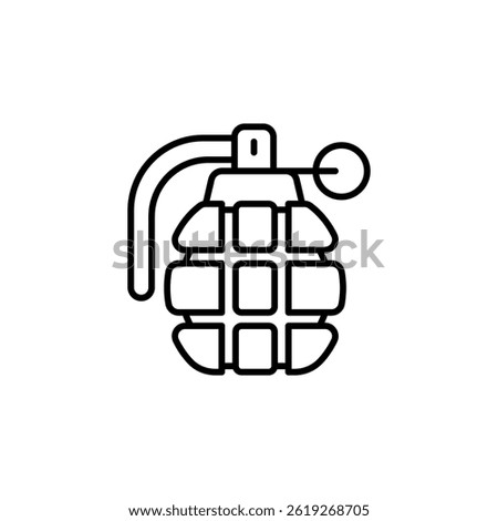 Explosive Device Minimalist Design: Hand Grenade Iconography in Outline Style