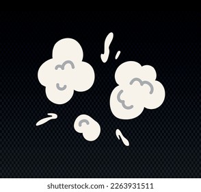 Konzept der explosiven Wirkung. Boom und Peng, Explodion. Staub, Wolke, Smog und Dampf. Vorlage, Layout und Muster. Cartoon-FlachVektorgrafik einzeln auf transparentem Hintergrund