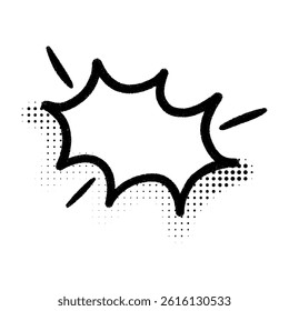 Explosive emphasis bubble for cartoon dialogue. Hand-drawn comic text frame with sharp edges. Flat vector illustration isolated on white background.