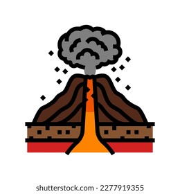 explosive eruption lava color icon vector. explosive eruption lava sign. isolated symbol illustration