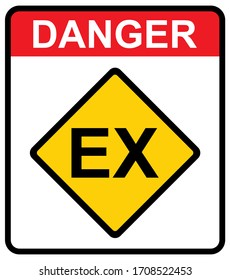 Explosive EX icon, danger symbol isolated on white background. Vector hazard sign