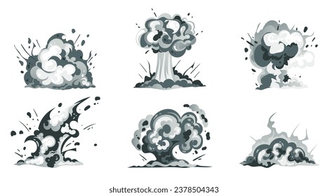 Explosivo incendio caricatura de historieta explota un boom aislado. Ilustración de diseño gráfico plano vectorial