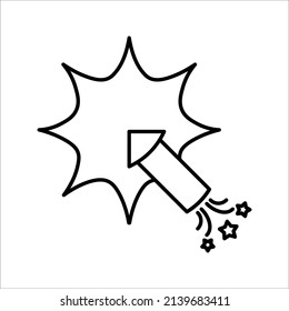 Explosive firecracker icon. Firecracker petard outline icon. Pyrotechnics symbol, vector illustration. Vector graphics