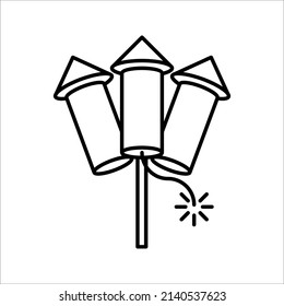 Icono de cohete explosivo. Icono de contorno petard de Firecracker. Símbolo pirotécnico, ilustración vectorial. Gráficos vectoriales