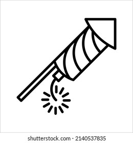Icono de cohete explosivo. Icono de contorno petard de Firecracker. Símbolo pirotécnico, ilustración vectorial. Gráficos vectoriales