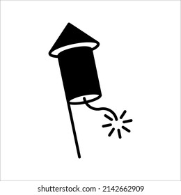 Explosive firecracker icon. Firecracker petard outline icon. Pyrotechnics symbol, vector illustration. Vector graphics