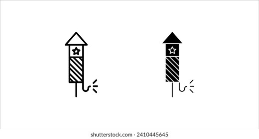 Explosive firecracker set icon. Firecracker outline icon. Fireworks symbol, vector illustration. Vector graphics