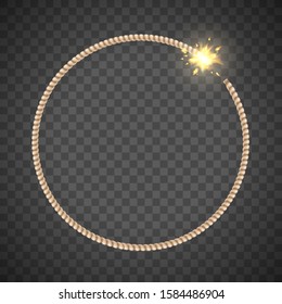 Explosive Fuse Or Burning Wick Like A Round Frame. Template Isolated On A Transparent Background. Vector Illustration.