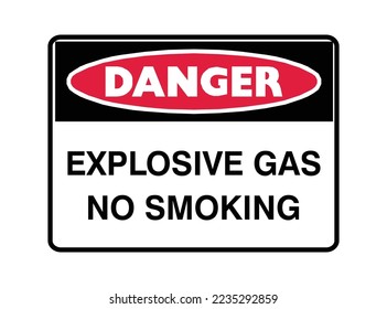 Explosive Gas - No Smoking - Danger Signs - Flammable Gas, Fire Safety, Burning, Explosion Warning, Protection Signs.