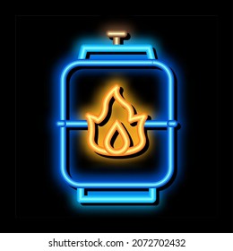 explosive gas tank neon light sign vector. Glowing bright icon explosive gas tank sign. transparent symbol illustration