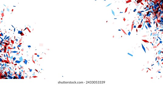 An explosive graphic of red and blue shards against a white background, creating a patriotic theme suitable for celebrations, national holidays, or political events.