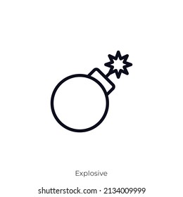 Explosive icon. Outline style icon design isolated on white background