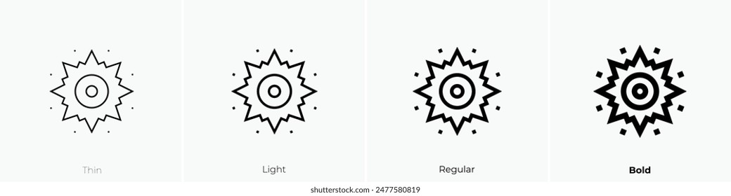 explosive icon. Thin, Light Regular And Bold style design isolated on white background