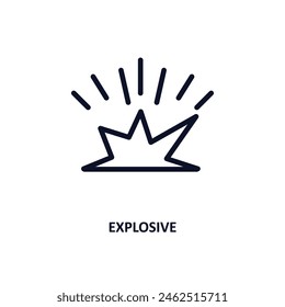 explosive icon. Thin line explosive icon from military and war and  collection. Outline vector isolated on white background. Editable explosive symbol can be used web and mobile