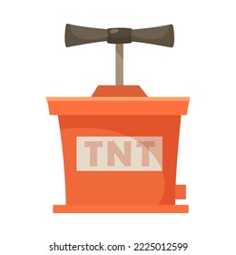Explosive tödliche TNT-Zeichentrickgrafik. TNT mit Griff. Militärische Ausrüstung, Armee, Krieg, Bedrohungskonzept