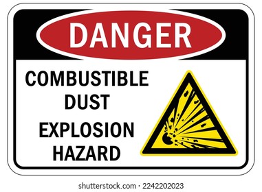 Explosive material and combustible dust hazard sign and labels