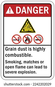 Explosive material and combustible dust hazard sign and labels