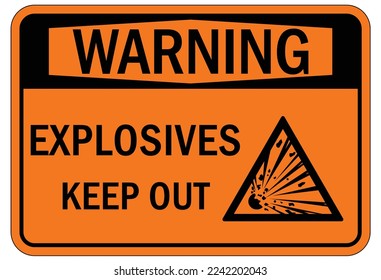 Explosive material and combustible dust hazard sign and labels