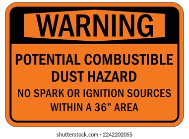 Explosive material and combustible dust hazard sign and labels