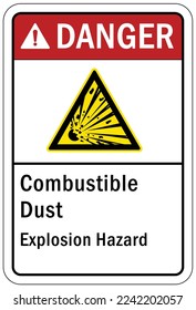 Explosive material and combustible dust hazard sign and labels