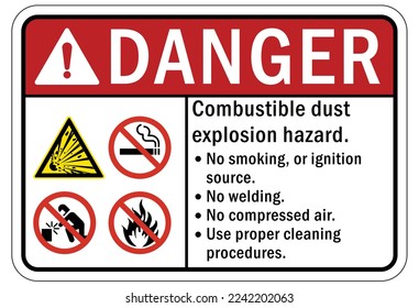 Explosive material and combustible dust hazard sign and labels