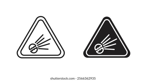 Explosive materials hazard signs in line stroke and flat versions