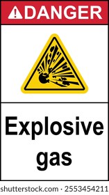 Explosive materials sign. Explosives warning sign. Yellow triangle sign with an explosion icon inside. Caution, explosive material. Life threatening.