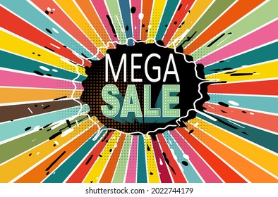 Explosive mega blowout design in pop-art style. Vector
