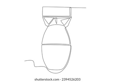 An explosive nuclear bomb. Nuclear weapon one-line drawing