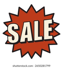 Explosive sale badge with bold letters and red background. Vector.