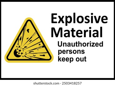 Señal explosiva. Advertencia de peligro cerca de almacenes y contenedores con explosivos. Señal de advertencia de explosivos. Peligro para la vida. Precaución, material explosivo. Trabajo de laboratorio.