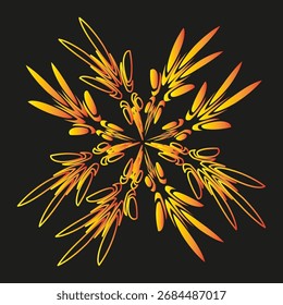 Explosive starburst illustration. Dynamic vector graphic. Orange yellow ornament. Abstract motion symbol. EPS 10.