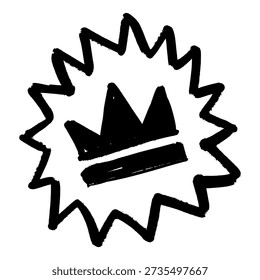 Diseño explosivo de la corona del graffiti del estilo de Starburst. Etiqueta de Arte Callejero Dibujado a Mano Audaz con Líneas Urbanas Energéticas y Tinta Áspera.
