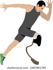 Inicio explosivo de atleta con ilustración amputada
