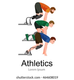 Explosive start of athlete with handicap at the stadium