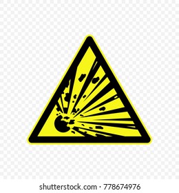 Explosive Warning sign. Hazard symbols. 