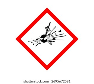 Sinal de aviso de explosivo. Símbolo explosivo, sinal de aviso. Pictogramas do GHS Sistema Mundial Harmonizado de Classificação e Rotulagem de Produtos Químicos (GHS), desenho vetorial e ilustração.