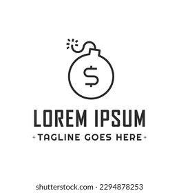 Explosive Wealth Logo. A striking logo design featuring a simplistic illustration of a bomb with a money symbol in the center. Ideal for businesses focused on financial growth.
