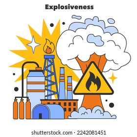 Explosiveness as a disadvantage to using natural gas. Natural resource extraction and use. Natural gas transportation to the end consumer. Flat vector illustration