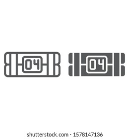 Explosives c4 line and glyph icon, army and weapon, detonating bomb sign, vector graphics, a linear pattern on a white background, eps 10.