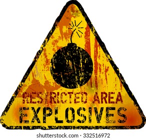 explosives warning sign,vector, fictional artwork