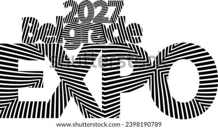 Expo 2027 Wave design black and white. Digital image with a psychedelic stripes. Argent base for website, print, basis for banners, wallpapers, business cards, brochure, banner
