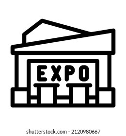 Expo Center Line Icon Vector. Expo Center Sign. Isolated Contour Symbol Black Illustration